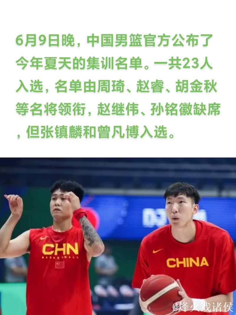 中国男篮集训名单：周琦回归 赵继伟赵睿在列